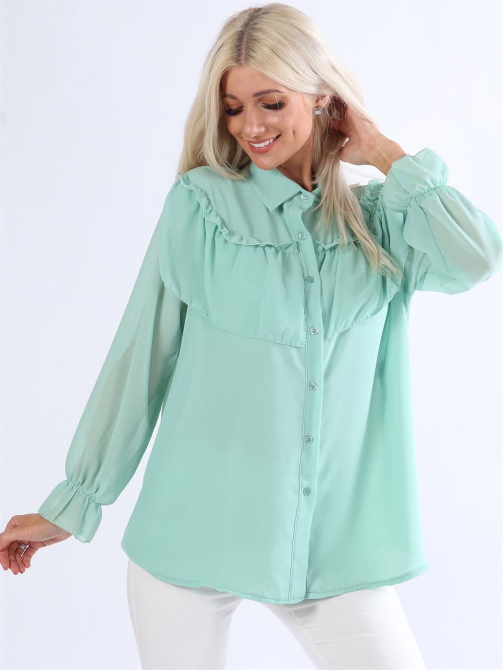 Chia - Tunika i chiffong med volanger